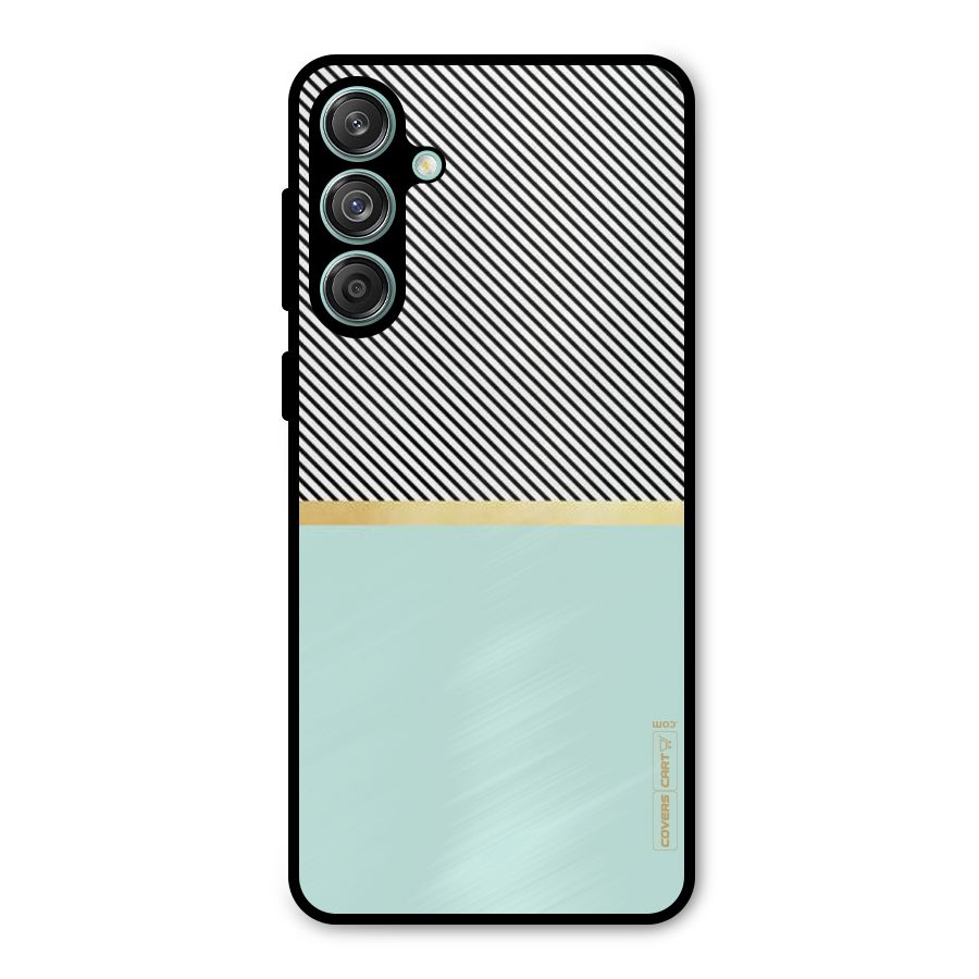 Pastel Green Base Stripes Metal Back Case for Galaxy M55 5G