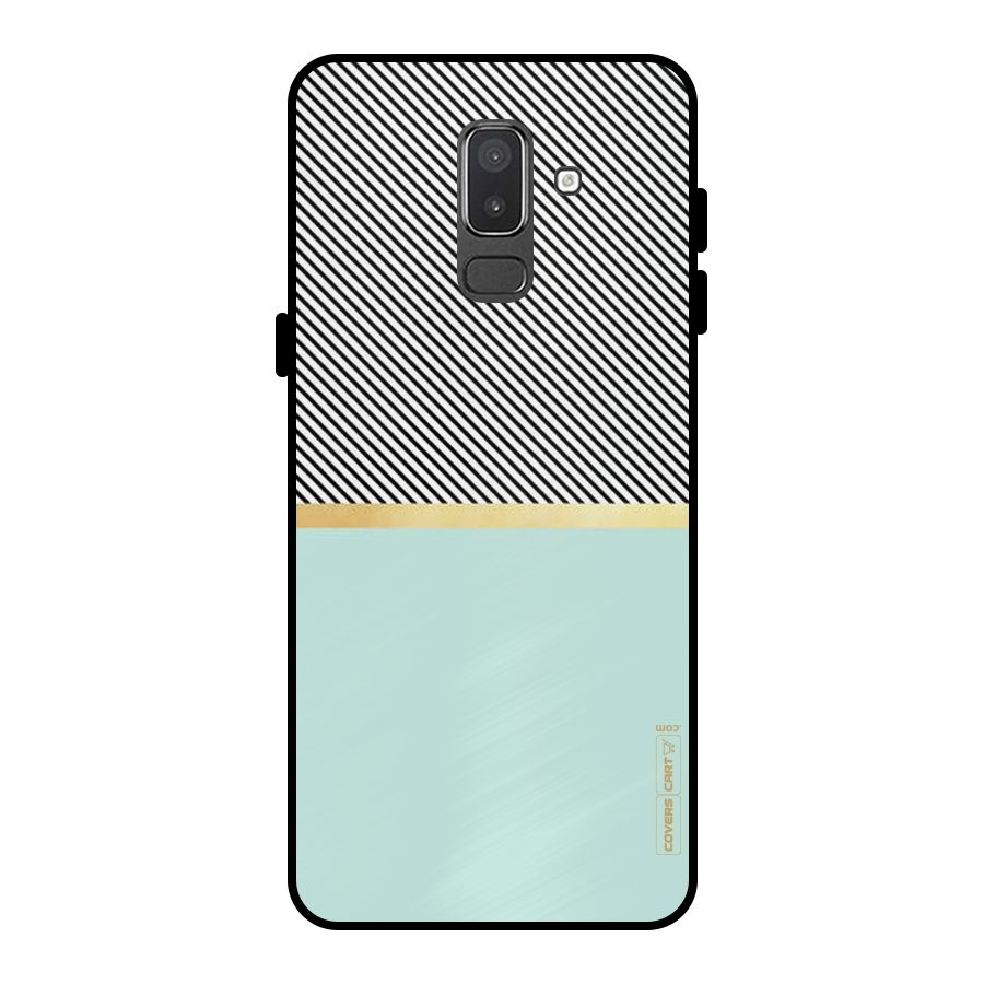Pastel Green Base Stripes Metal Back Case for Galaxy On8 (2018)