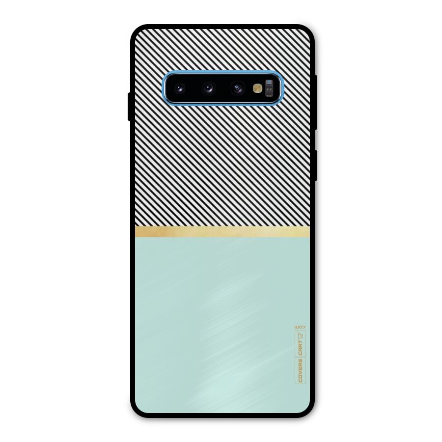Pastel Green Base Stripes Metal Back Case for Galaxy S10