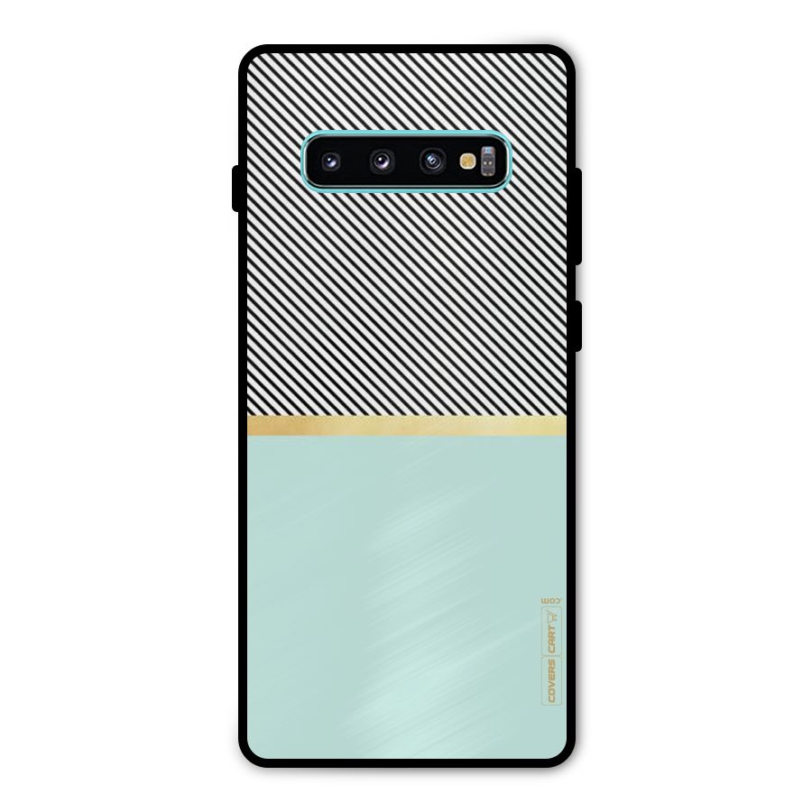 Pastel Green Base Stripes Metal Back Case for Galaxy S10 Plus