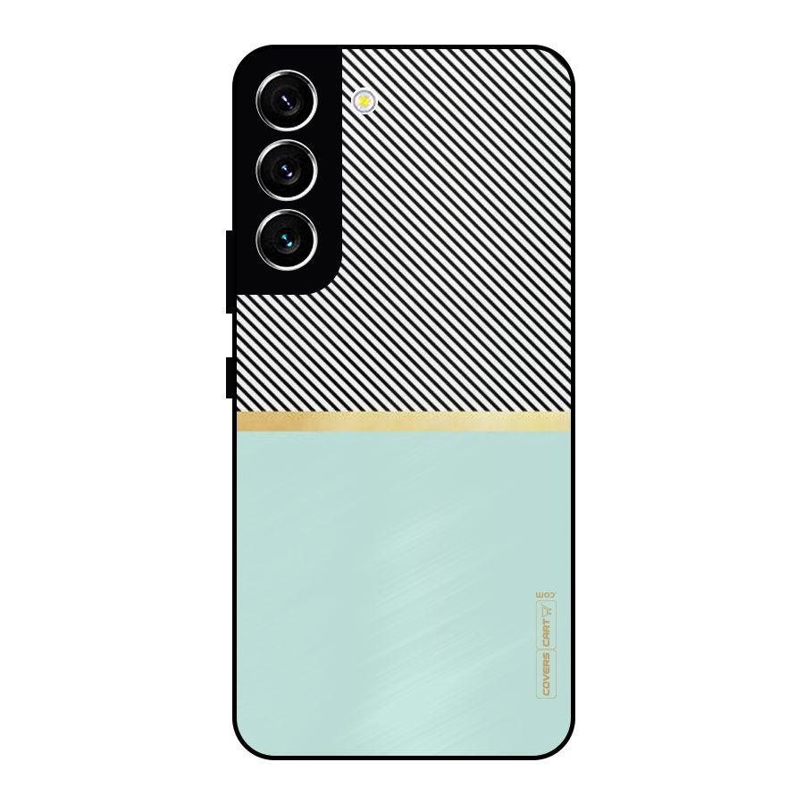 Pastel Green Base Stripes Metal Back Case for Galaxy S22 5G