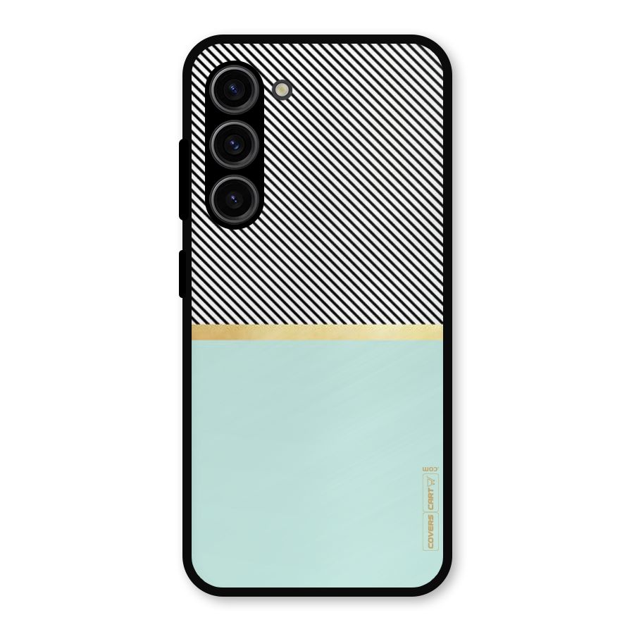 Pastel Green Base Stripes Metal Back Case for Galaxy S23