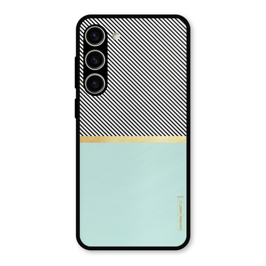 Pastel Green Base Stripes Metal Back Case for Galaxy S23 Plus