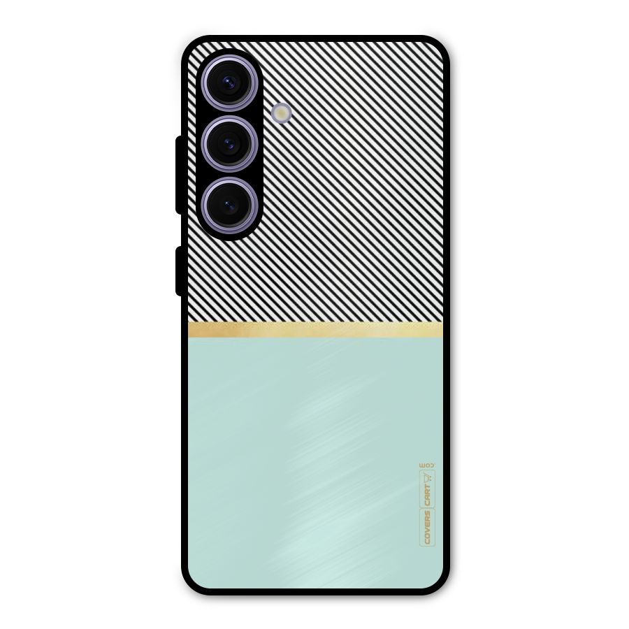 Pastel Green Base Stripes Metal Back Case for Galaxy S24
