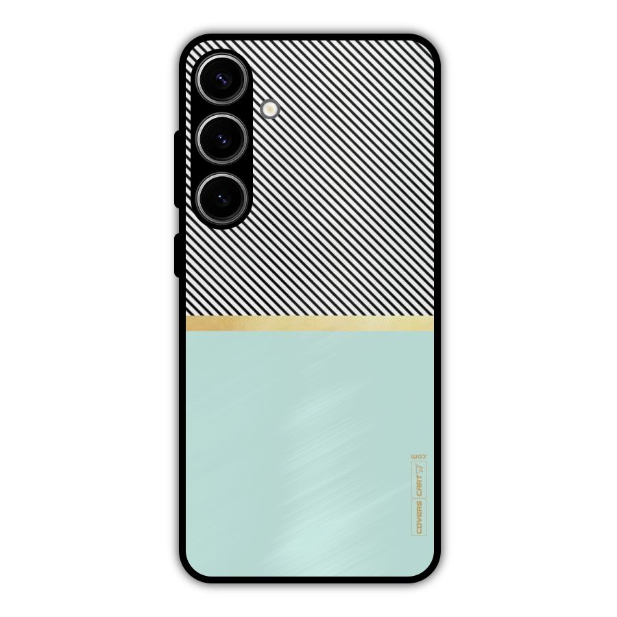 Pastel Green Base Stripes Metal Back Case for Galaxy S24 Plus