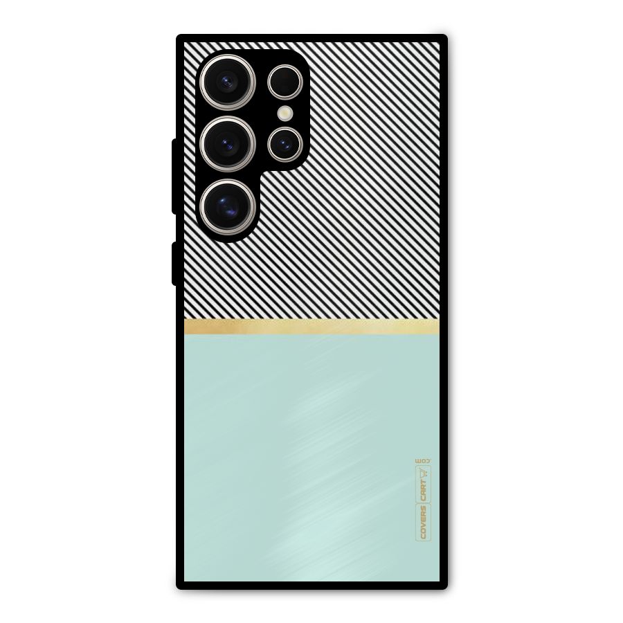 Pastel Green Base Stripes Metal Back Case for Galaxy S24 Ultra