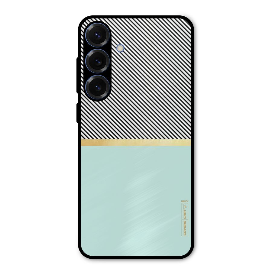 Pastel Green Base Stripes Metal Back Case for Galaxy S25 Plus