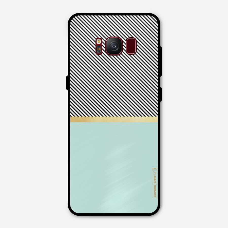 Pastel Green Base Stripes Metal Back Case for Galaxy S8