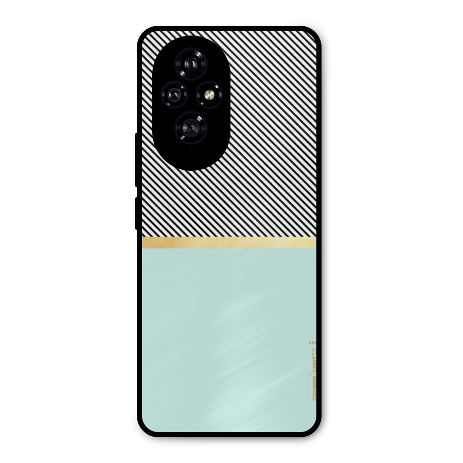 Pastel Green Base Stripes Metal Back Case for Honor 200