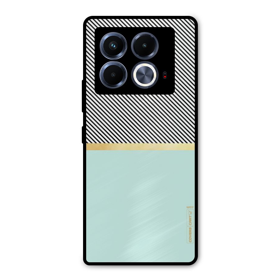 Pastel Green Base Stripes Metal Back Case for Infinix Note 40 5G