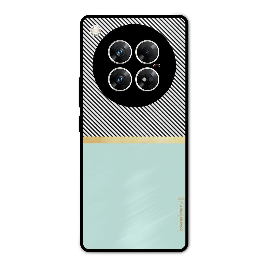 Pastel Green Base Stripes Metal Back Case for Infinix Zero 40 5G
