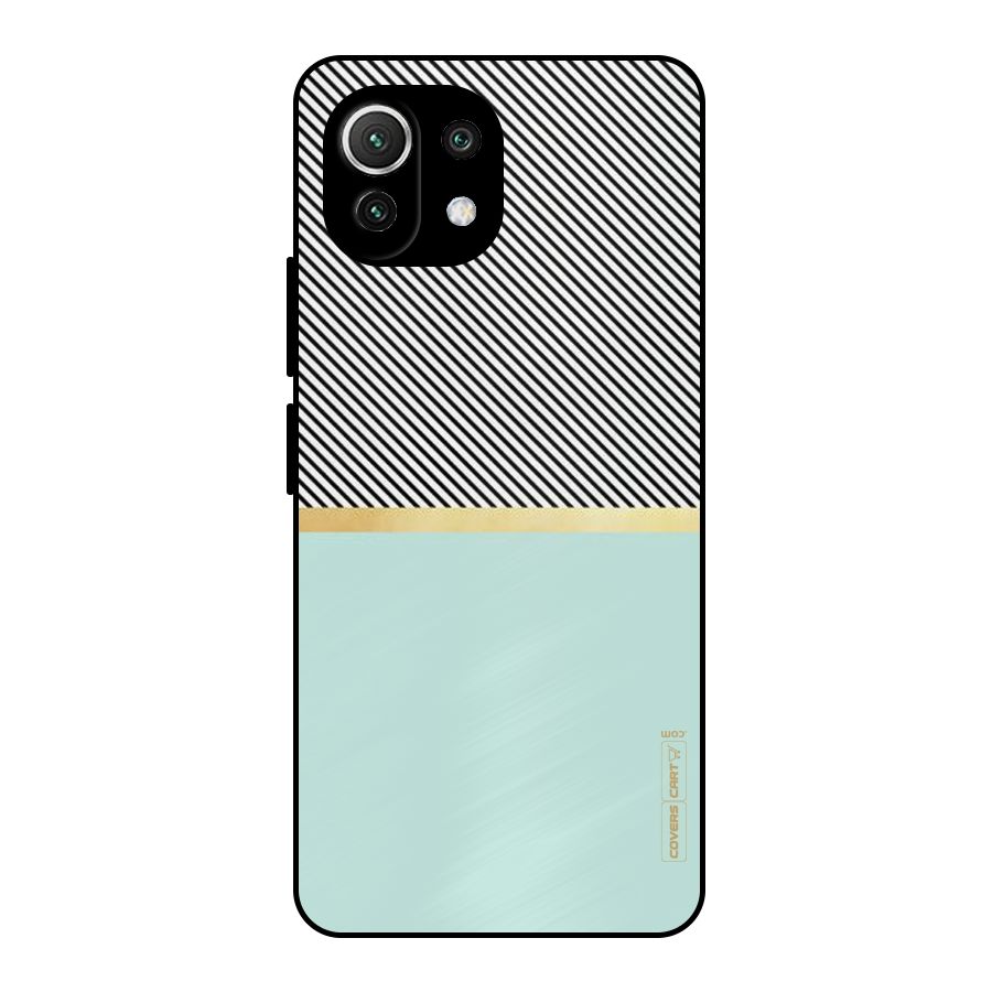 Pastel Green Base Stripes Metal Back Case for Mi 11 Lite NE 5G