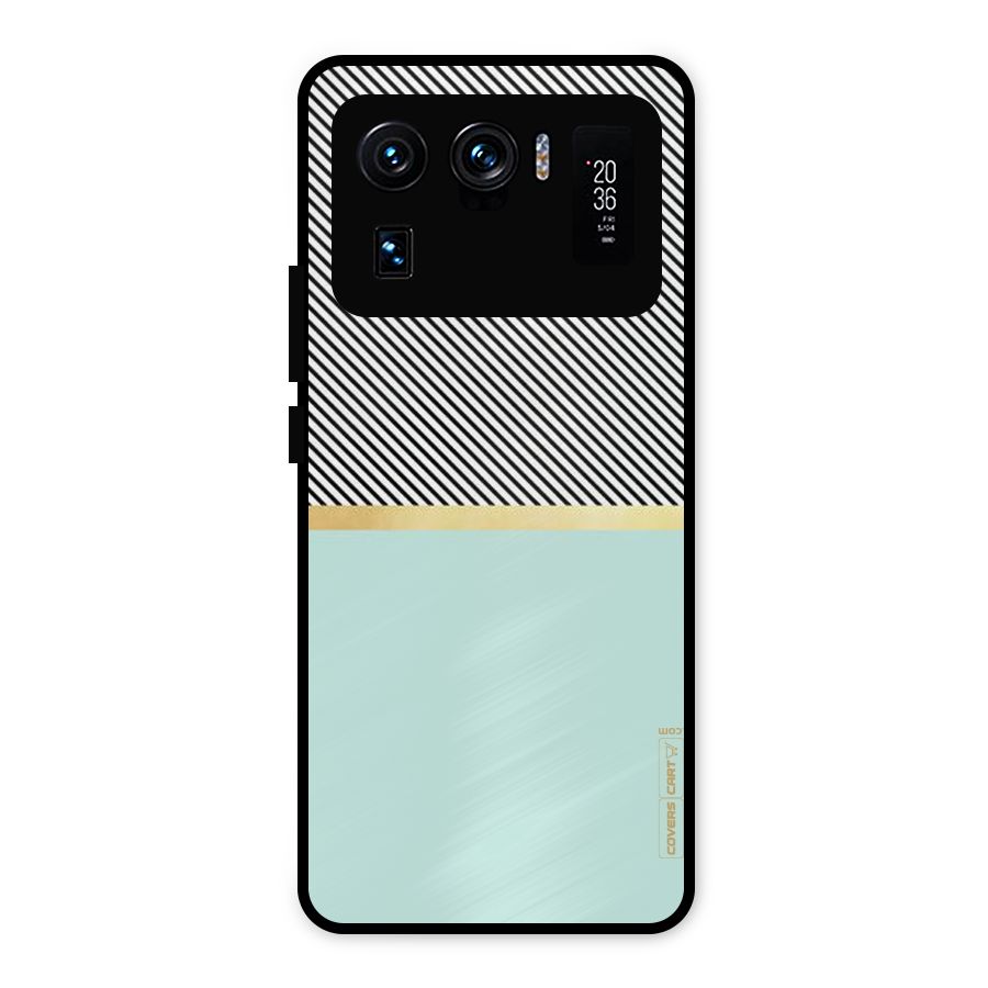 Pastel Green Base Stripes Metal Back Case for Mi 11 Ultra