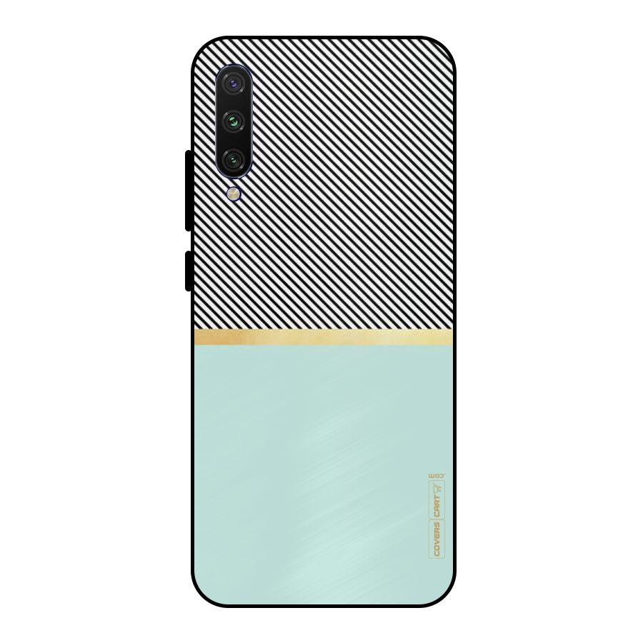 Pastel Green Base Stripes Metal Back Case for Mi A3