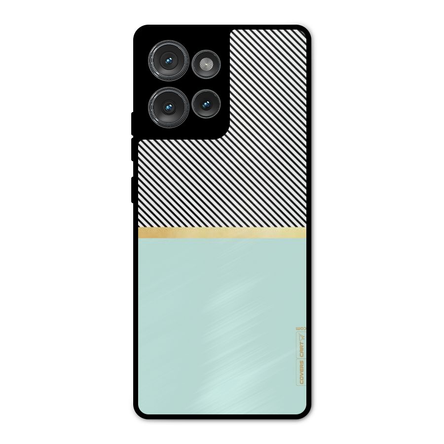 Pastel Green Base Stripes Metal Back Case for Motorola Edge 50