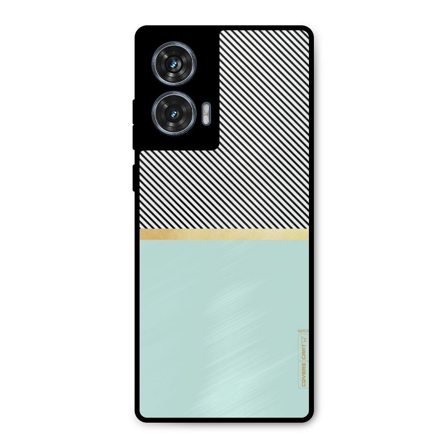 Pastel Green Base Stripes Metal Back Case for Motorola Edge 50 Fusion