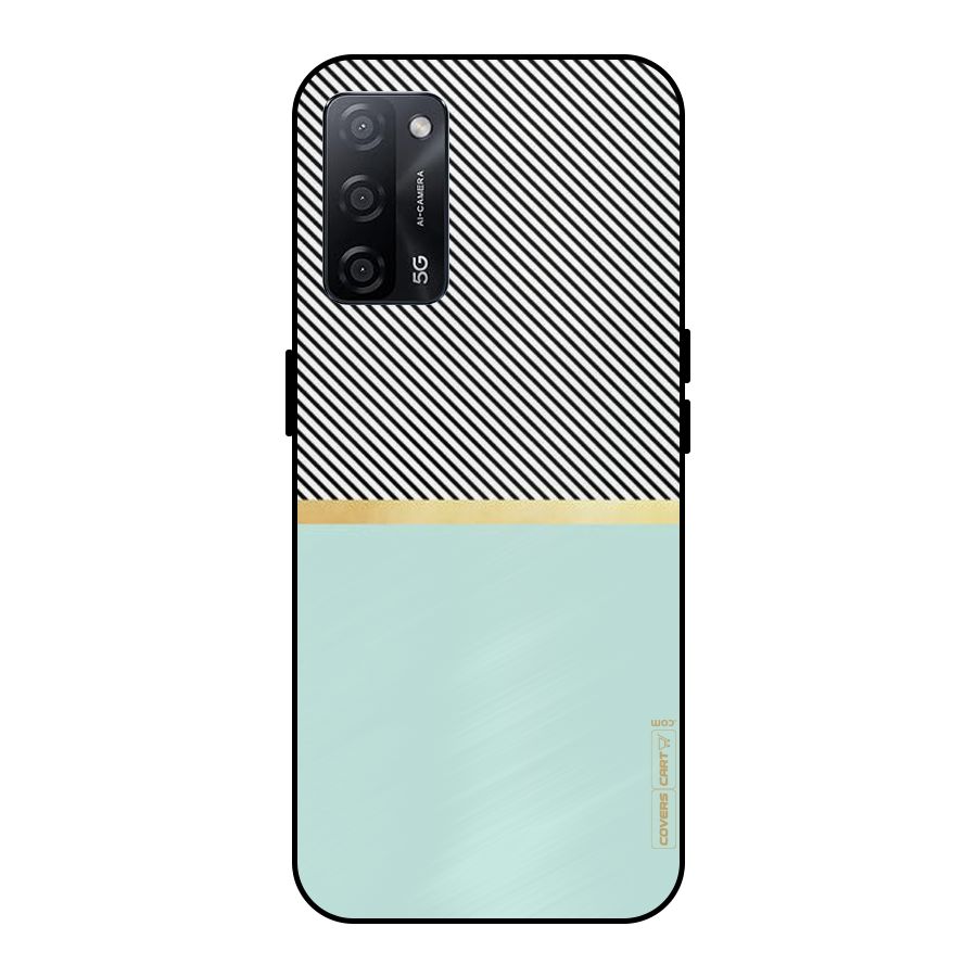 Pastel Green Base Stripes Metal Back Case for Oppo A53s 5G