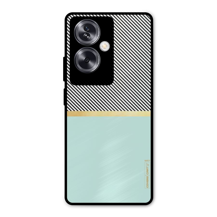 Pastel Green Base Stripes Metal Back Case for Oppo A79 5G