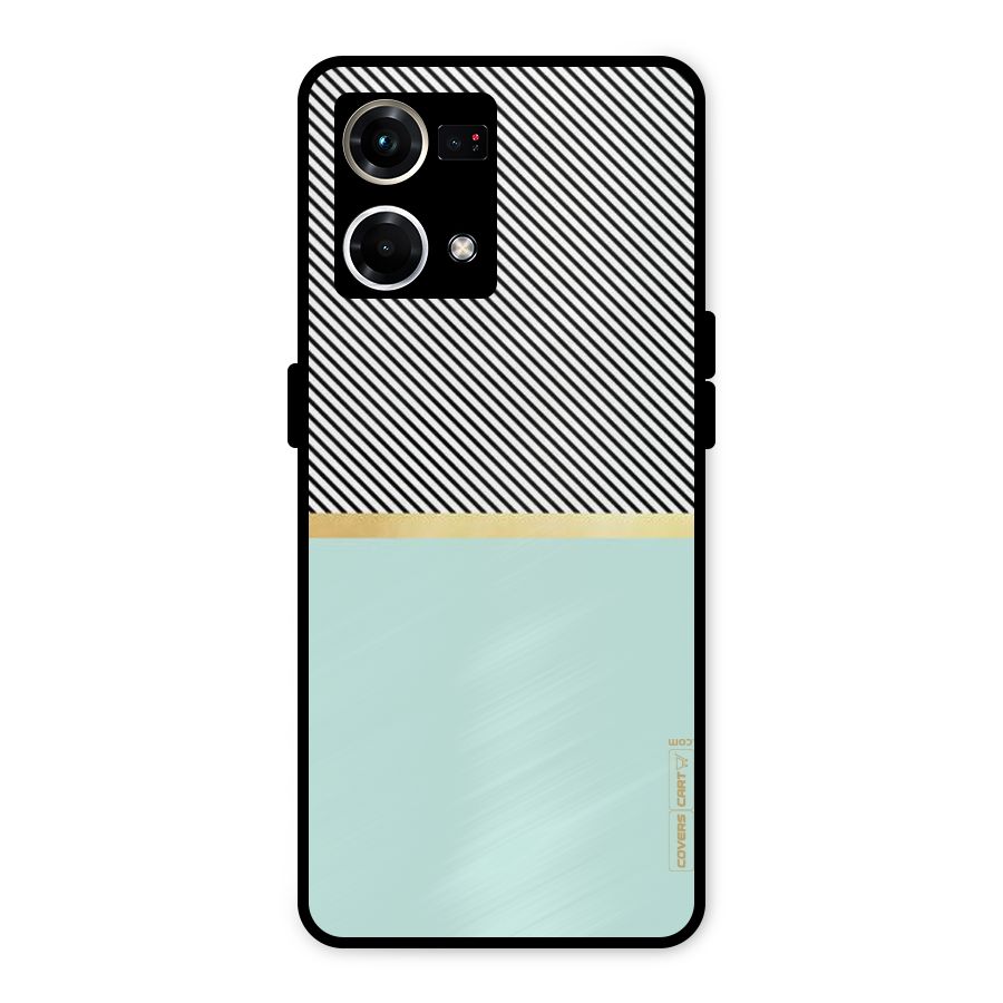 Pastel Green Base Stripes Metal Back Case for Oppo F21 Pro 4G