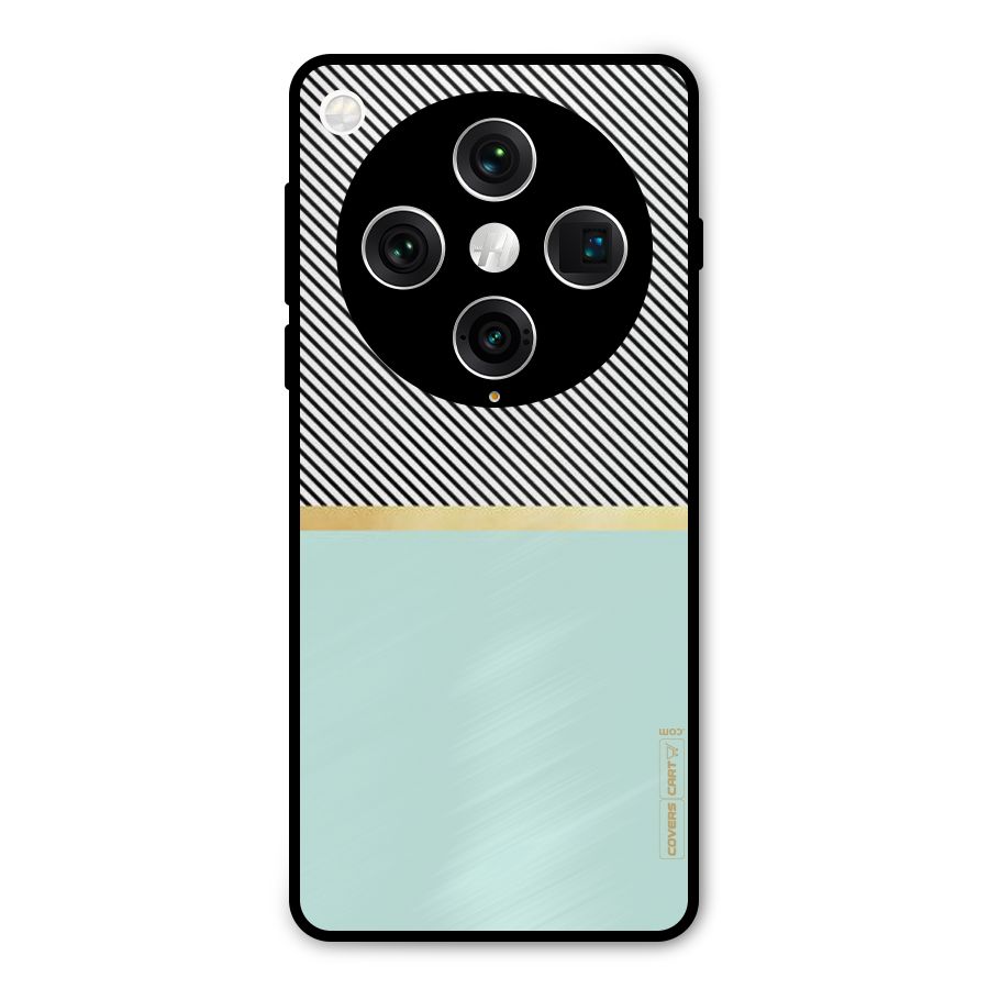 Pastel Green Base Stripes Metal Back Case for Oppo Find X8 Pro