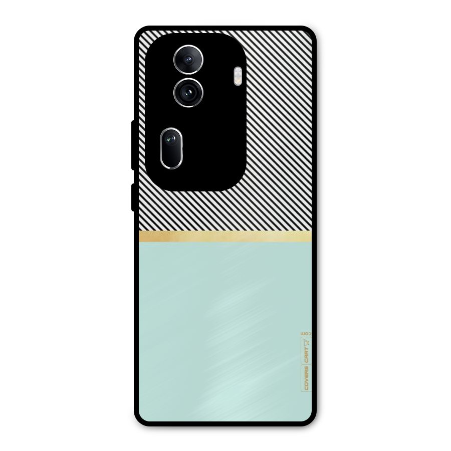 Pastel Green Base Stripes Metal Back Case for Oppo Reno11 Pro 5G