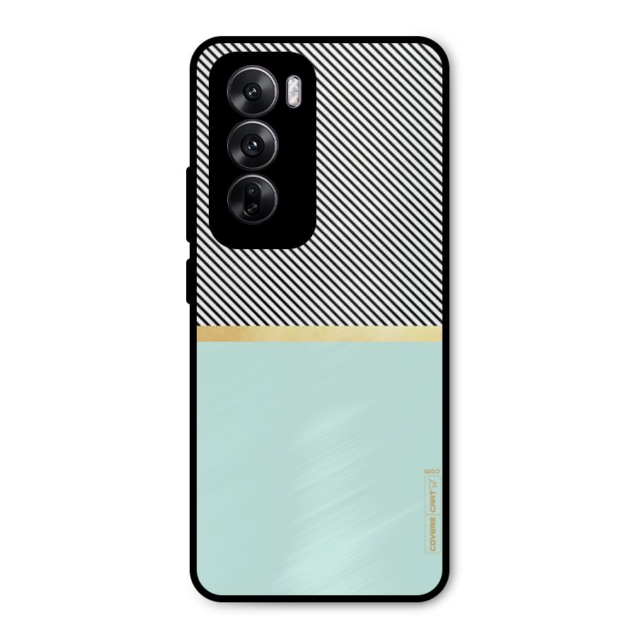 Pastel Green Base Stripes Metal Back Case for Oppo Reno12