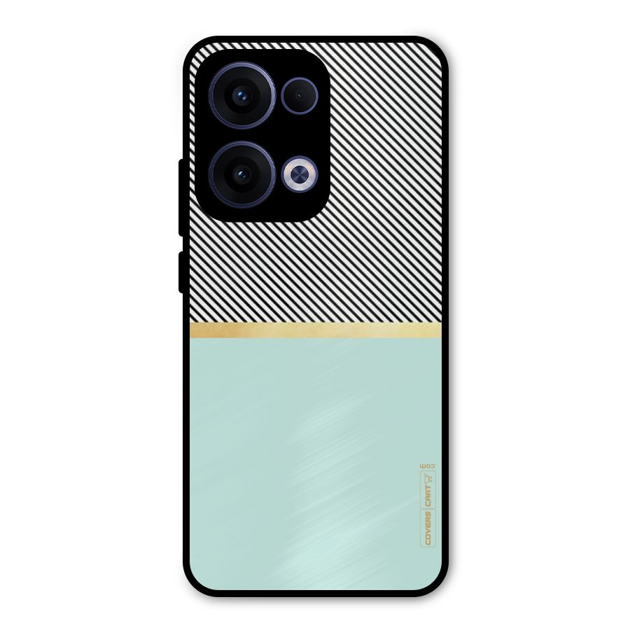 Pastel Green Base Stripes Metal Back Case for Oppo Reno13