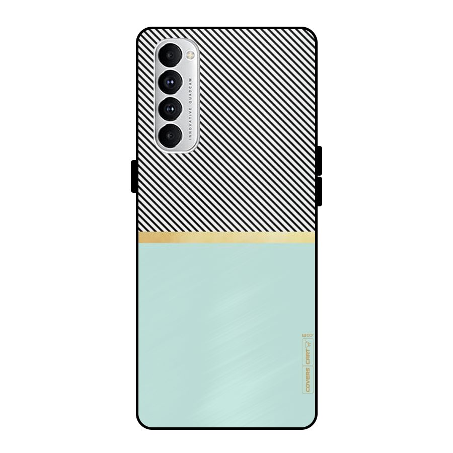 Pastel Green Base Stripes Metal Back Case for Oppo Reno4 Pro
