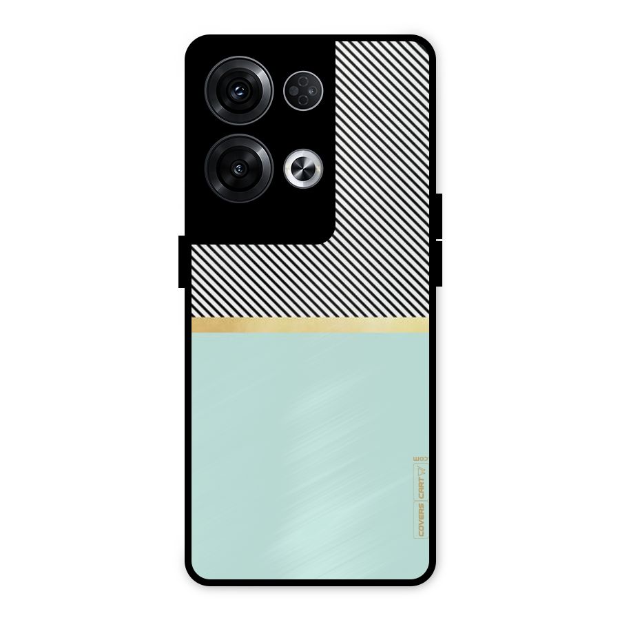 Pastel Green Base Stripes Metal Back Case for Oppo Reno8 Pro 5G