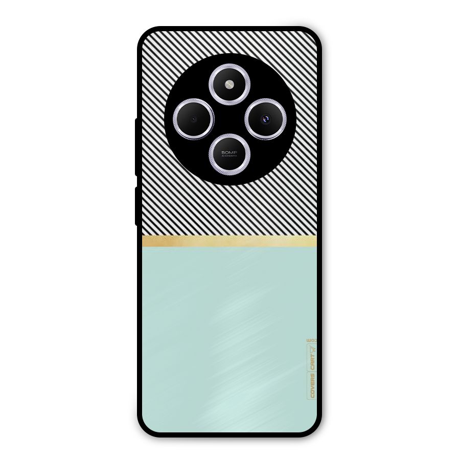 Pastel Green Base Stripes Metal Back Case for Poco C75 5G