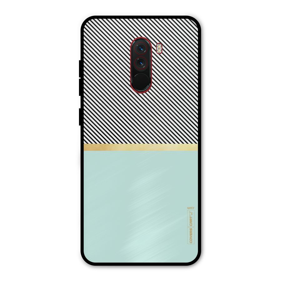 Pastel Green Base Stripes Metal Back Case for Poco F1