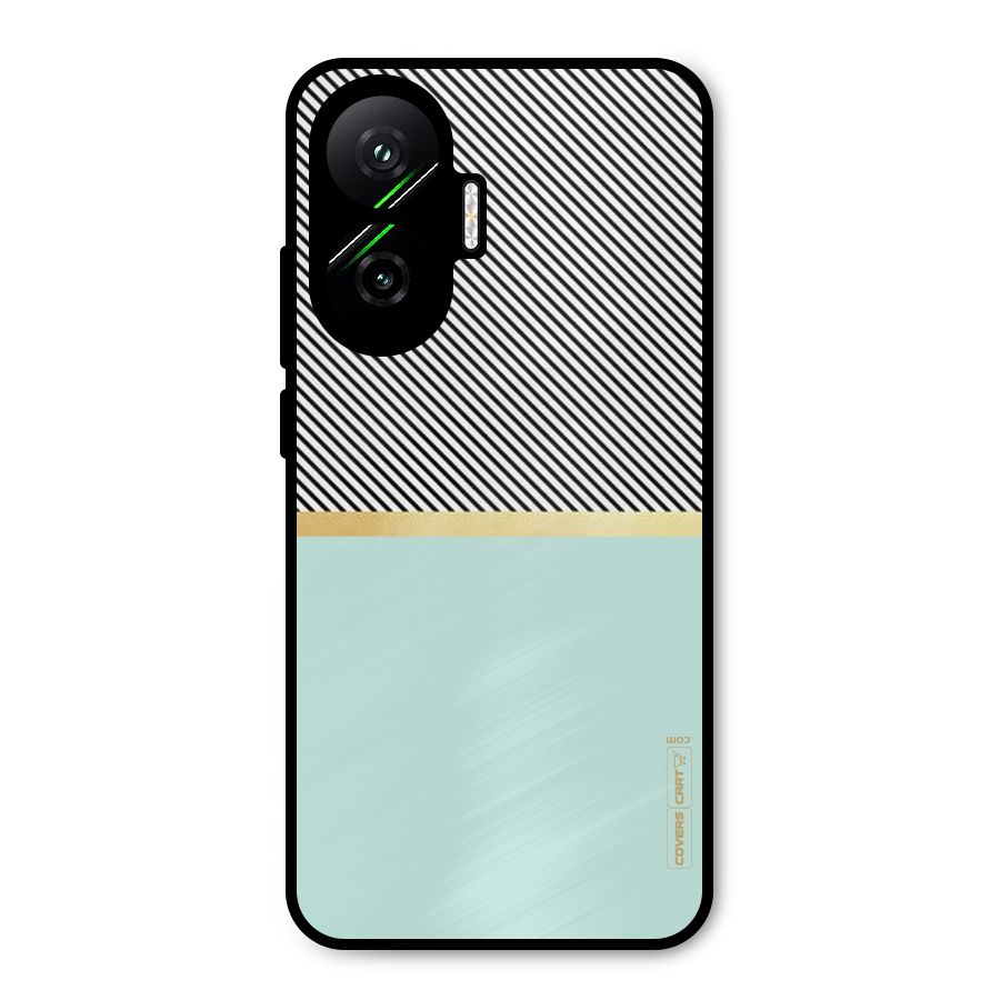Pastel Green Base Stripes Metal Back Case for Poco F7