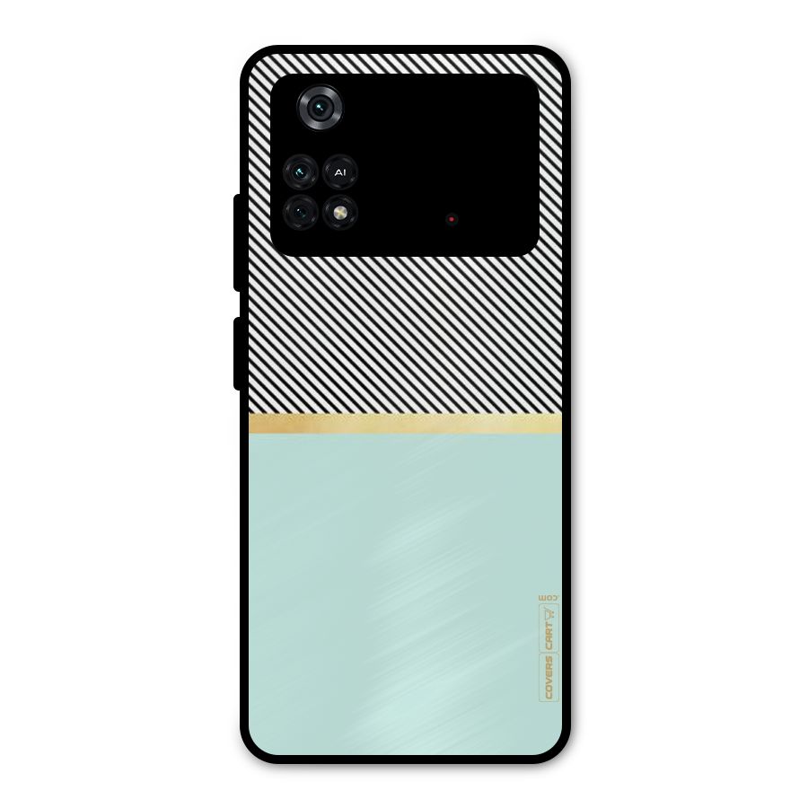Pastel Green Base Stripes Metal Back Case for Poco M4 Pro 4G