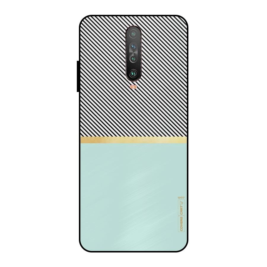 Pastel Green Base Stripes Metal Back Case for Poco X2