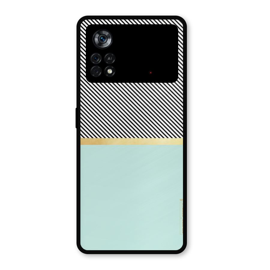 Pastel Green Base Stripes Metal Back Case for Poco X4 Pro 5G