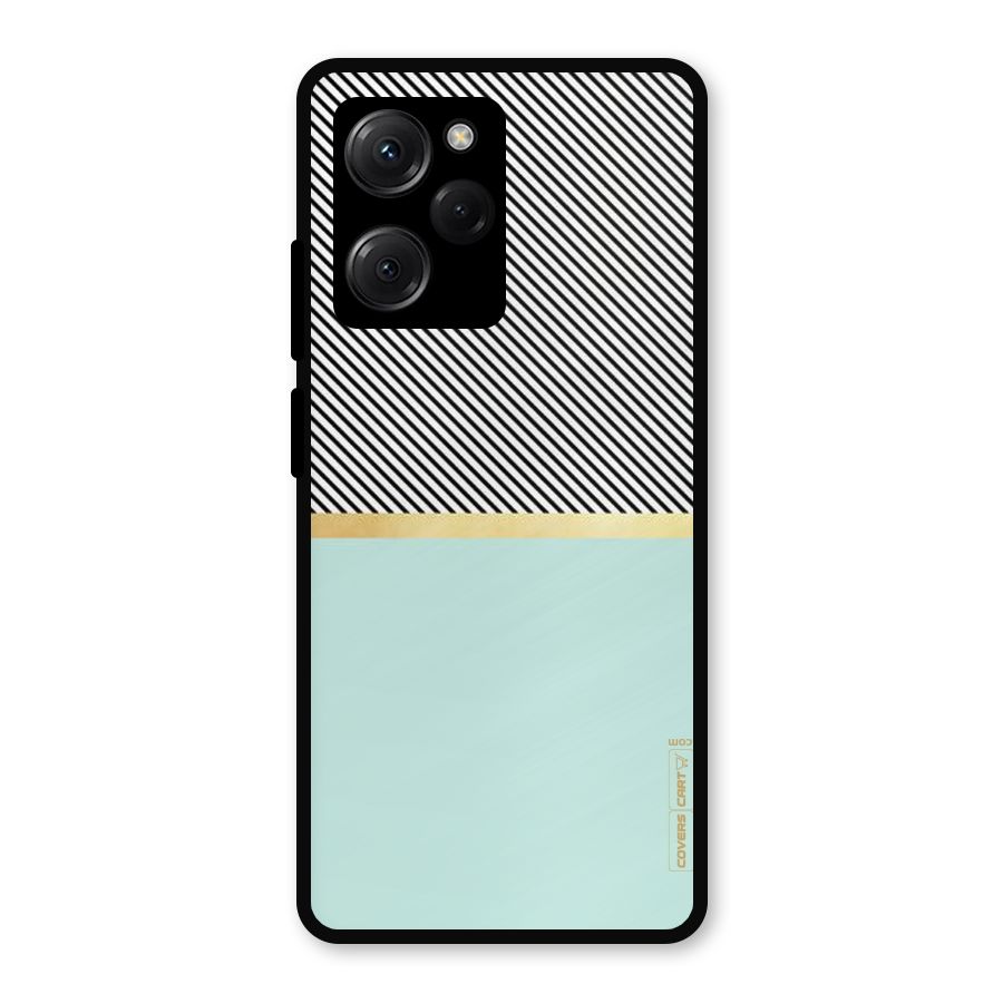 Pastel Green Base Stripes Metal Back Case for Poco X5 Pro