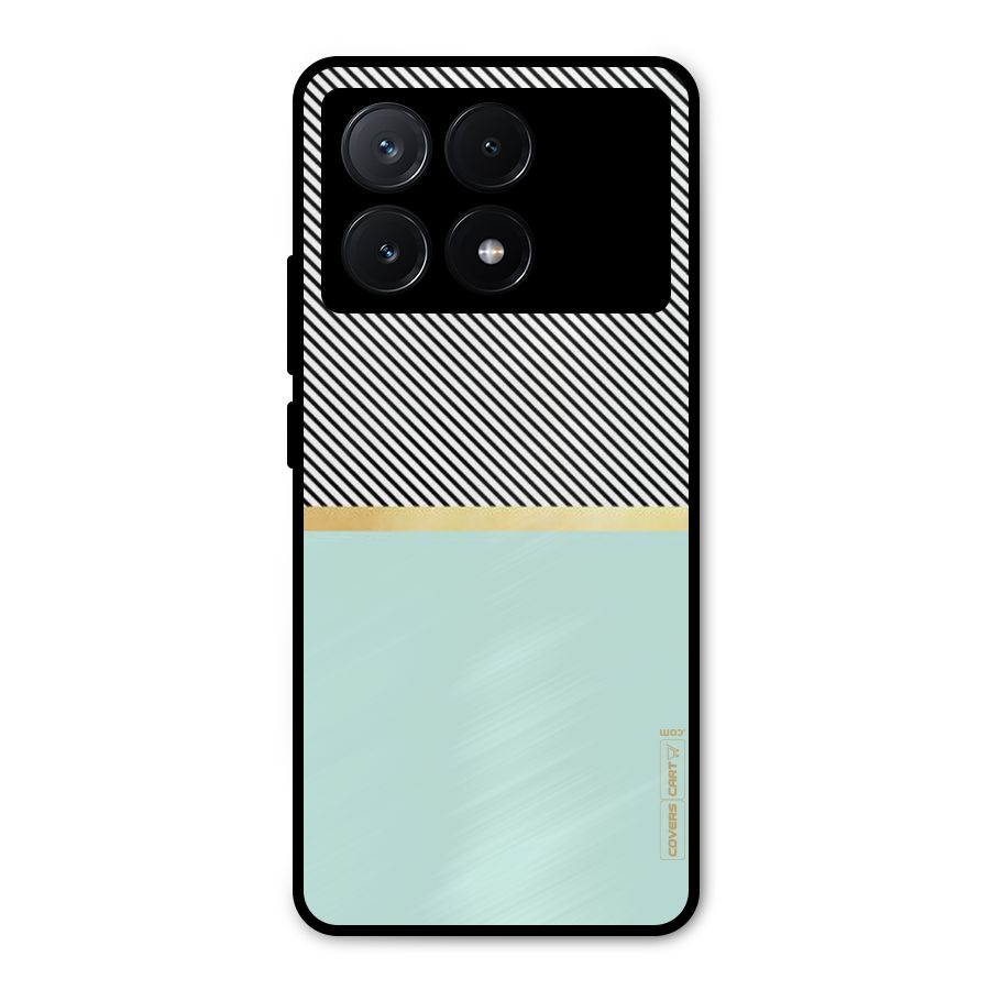 Pastel Green Base Stripes Metal Back Case for Poco X6 Pro