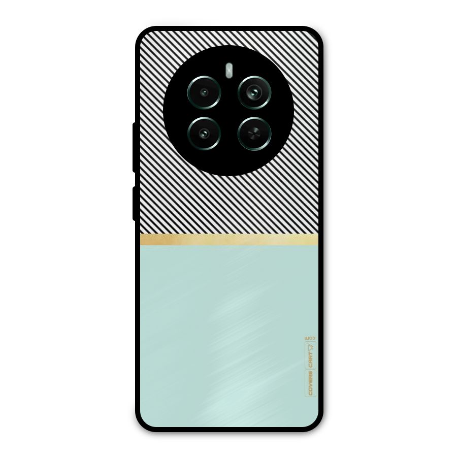 Pastel Green Base Stripes Metal Back Case for Realme 12 Pro Plus