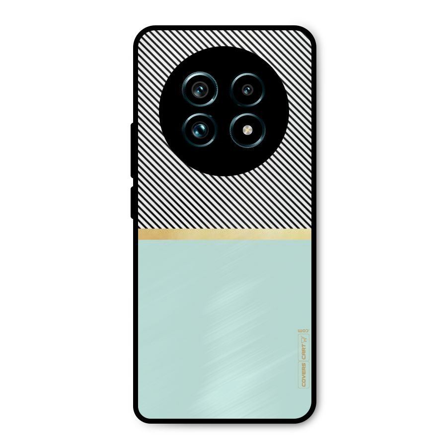 Pastel Green Base Stripes Metal Back Case for Realme 13 Pro Plus