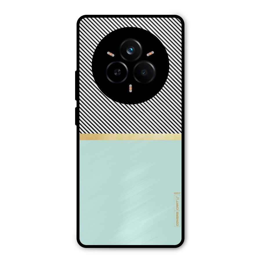 Pastel Green Base Stripes Metal Back Case for Realme 14 Pro