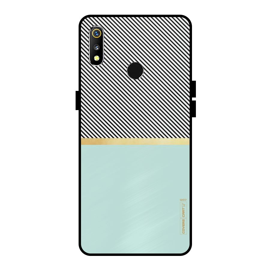 Pastel Green Base Stripes Metal Back Case for Realme 3i
