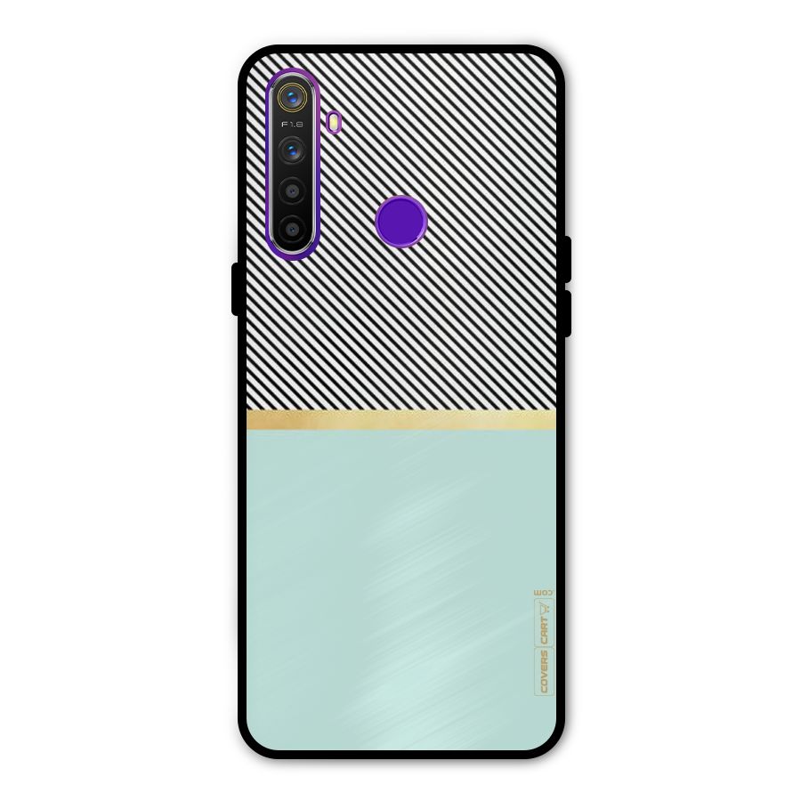 Pastel Green Base Stripes Metal Back Case for Realme 5