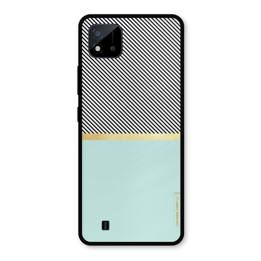 Pastel Green Base Stripes Metal Back Case for Realme C11 2021