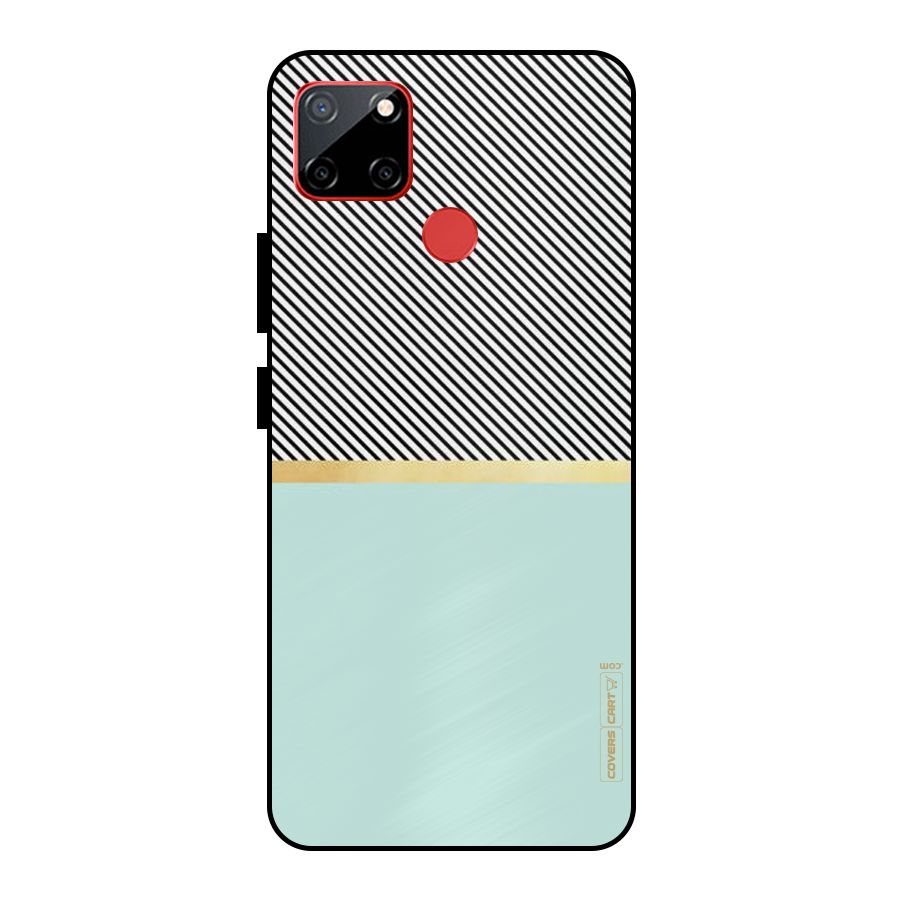 Pastel Green Base Stripes Metal Back Case for Realme C12