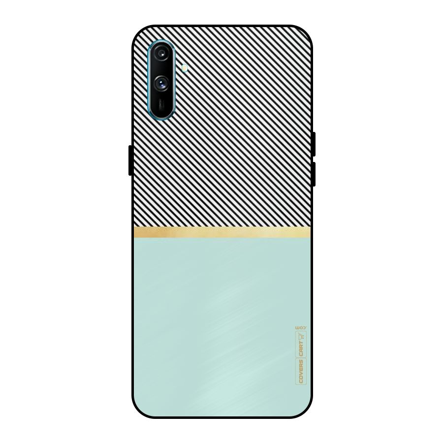 Pastel Green Base Stripes Metal Back Case for Realme C3