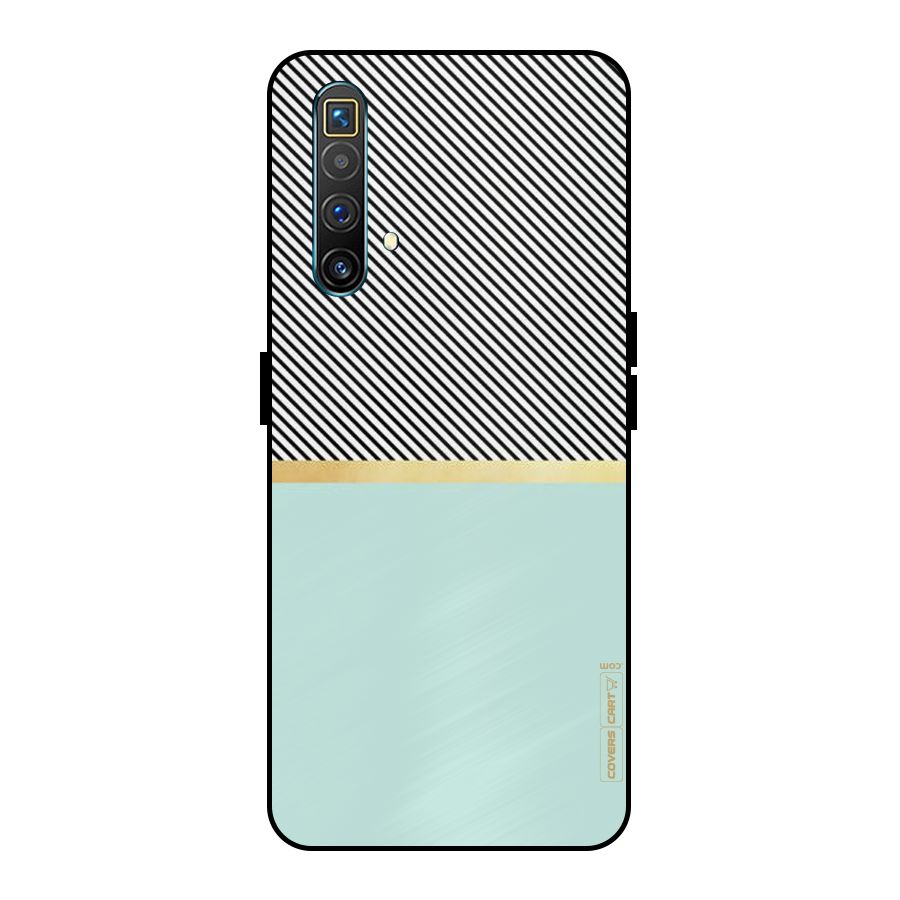 Pastel Green Base Stripes Metal Back Case for Realme X3 SuperZoom