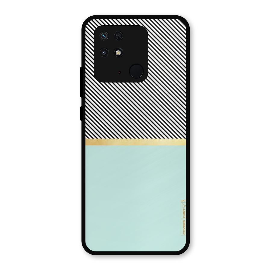 Pastel Green Base Stripes Metal Back Case for Redmi 10 Power