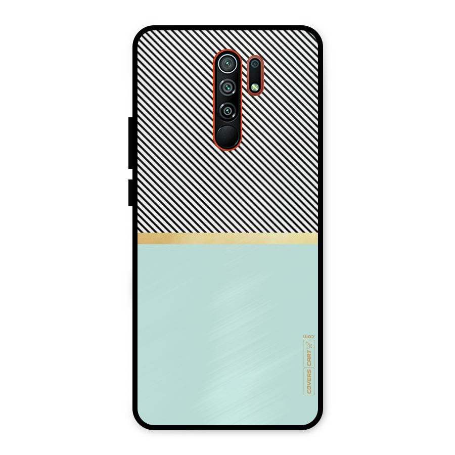 Pastel Green Base Stripes Metal Back Case for Redmi 9 Prime