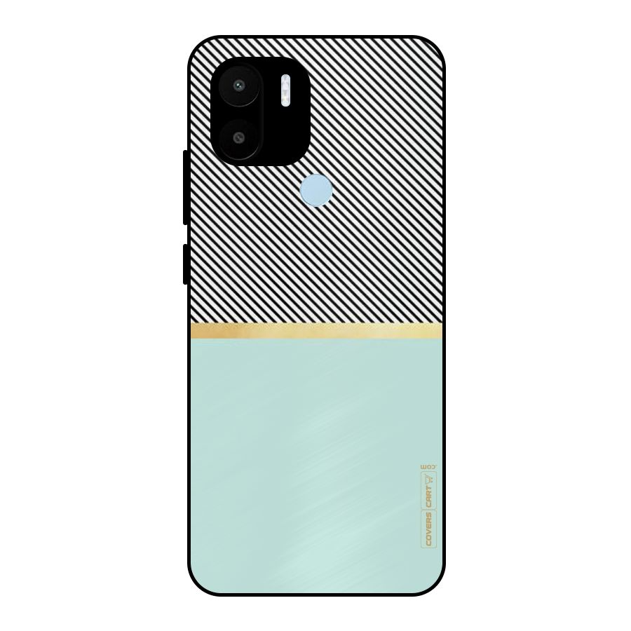 Pastel Green Base Stripes Metal Back Case for Redmi A2+