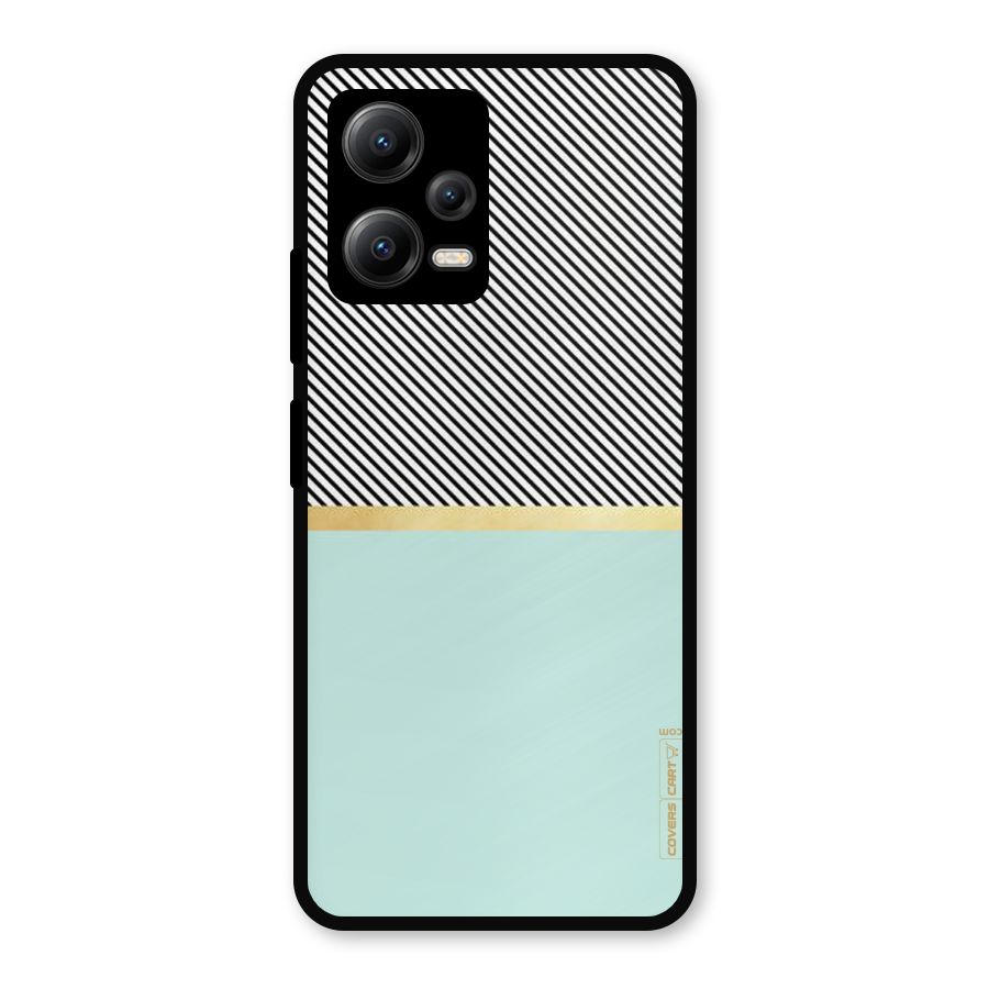 Pastel Green Base Stripes Metal Back Case for Redmi Note 12 5G